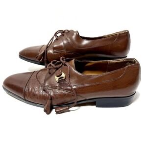 Giorgio Brutini Men's Ostrich Print Leather Lace Up‎ Dress Shoes 11 M Brown